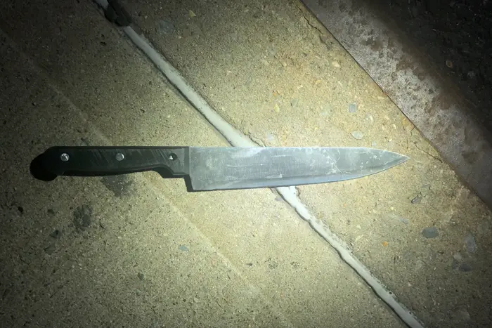 A butcher knife found at the scene of a police-involved shooting in the Bronx.
